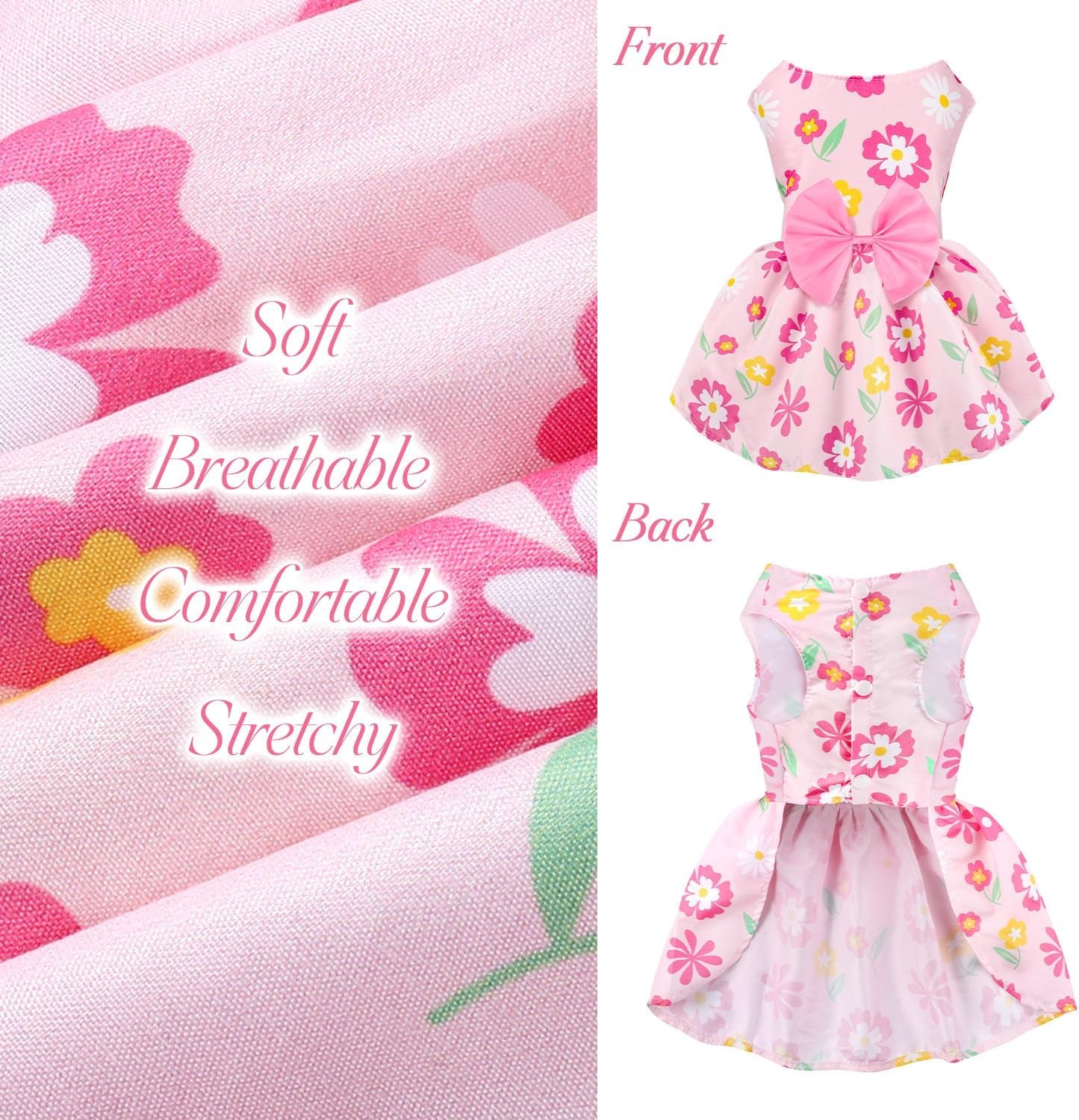 5 Pack Girl Dog Clothes Floral Summer Puppy Princess Bowknot Dog Dresses for Small Dogs Girl Clothes Cute Outfits for Boys Girls Pets Cats Dogs (X-Small, Floral Summer)