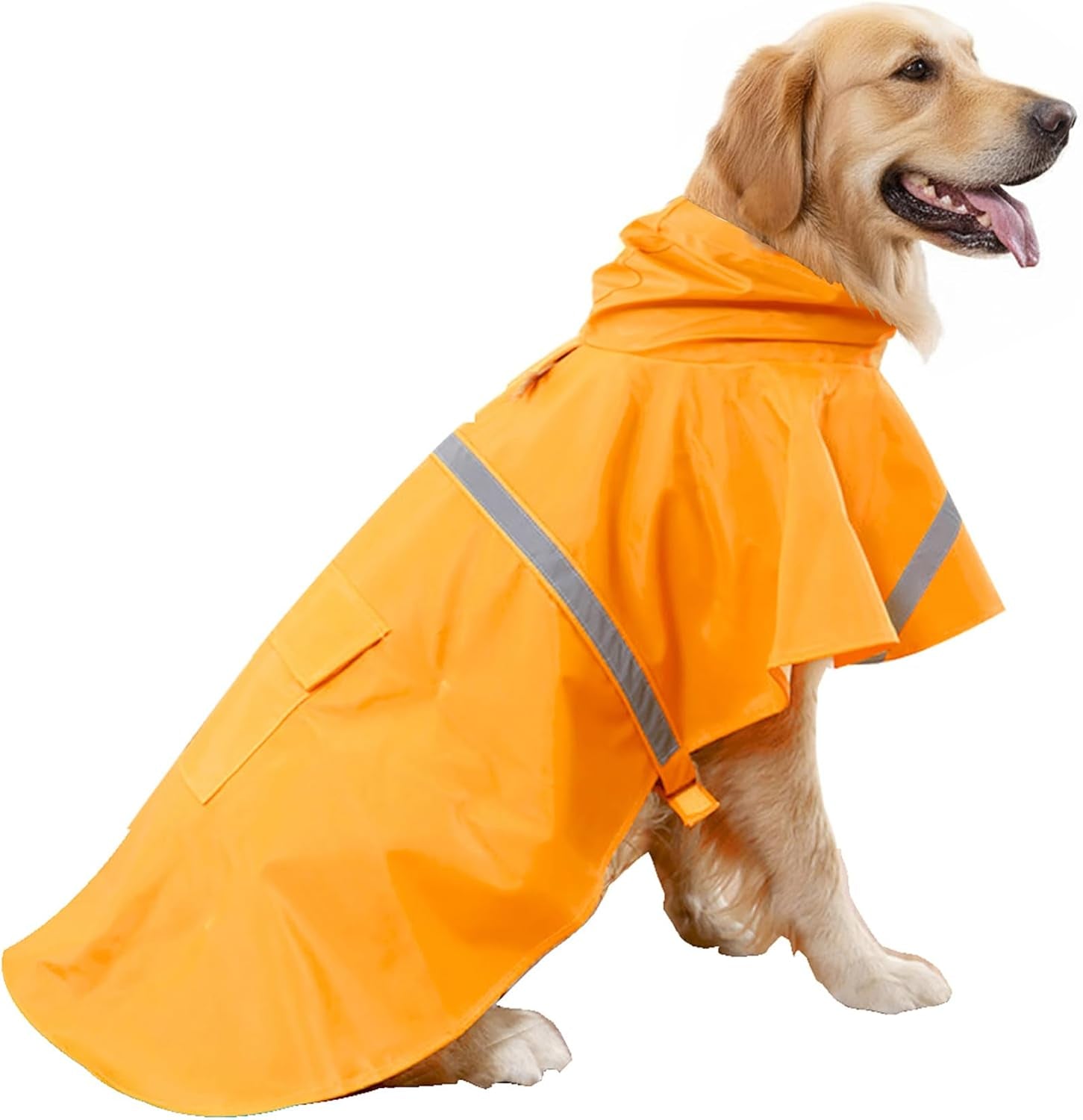 Dog Raincoats with Reflective Strip Hoodie,Poncho Jacket for Large Dogs Fit Golden Retriever Doodle (A1-Yellow, 24B (65-80 Lbs))