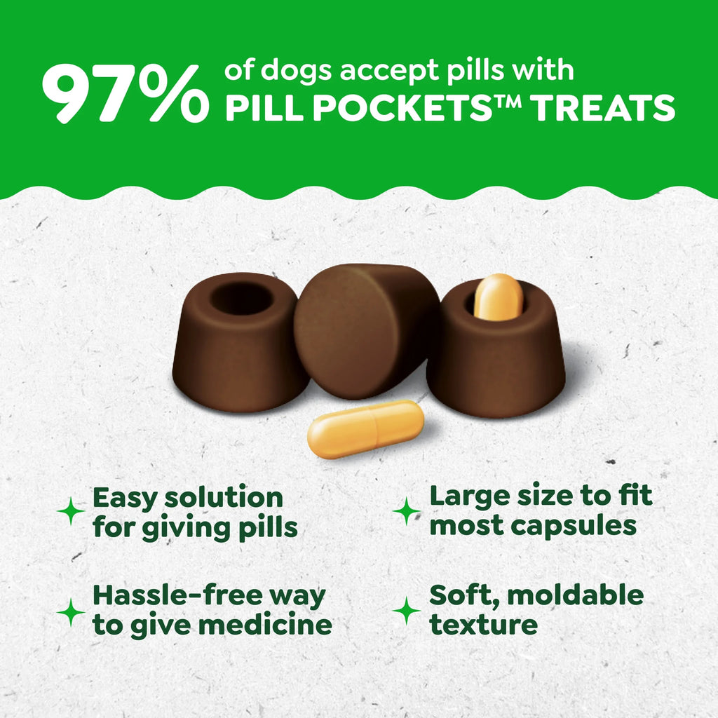 Pill Pockets for Dogs Capsule Size Natural Soft Dog Treats, Hickory Smoke Flavor, 7.9 Oz Pack (30 Treats)