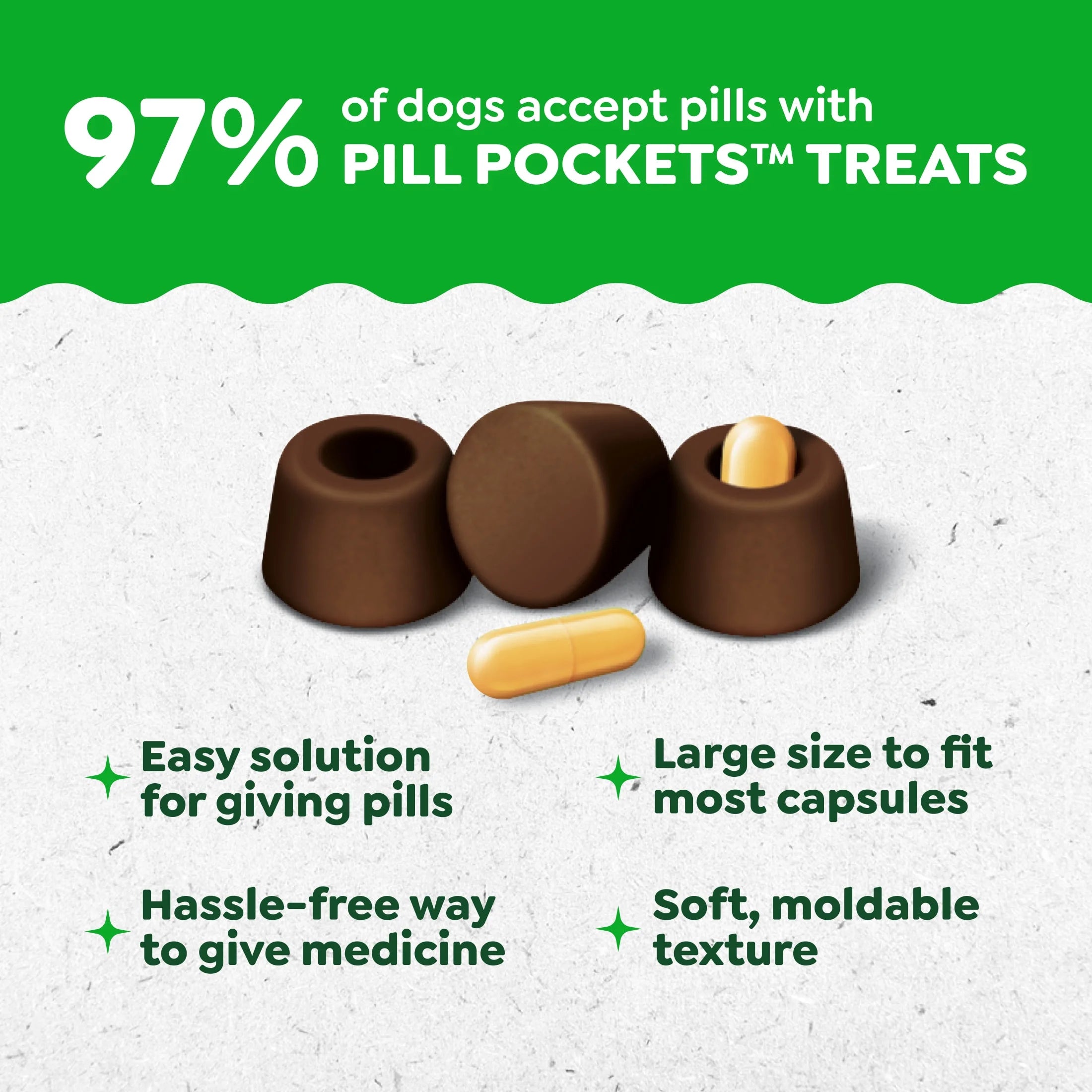 Pill Pockets for Dogs Capsule Size Natural Soft Dog Treats, Hickory Smoke Flavor, 7.9 Oz Pack (30 Treats)