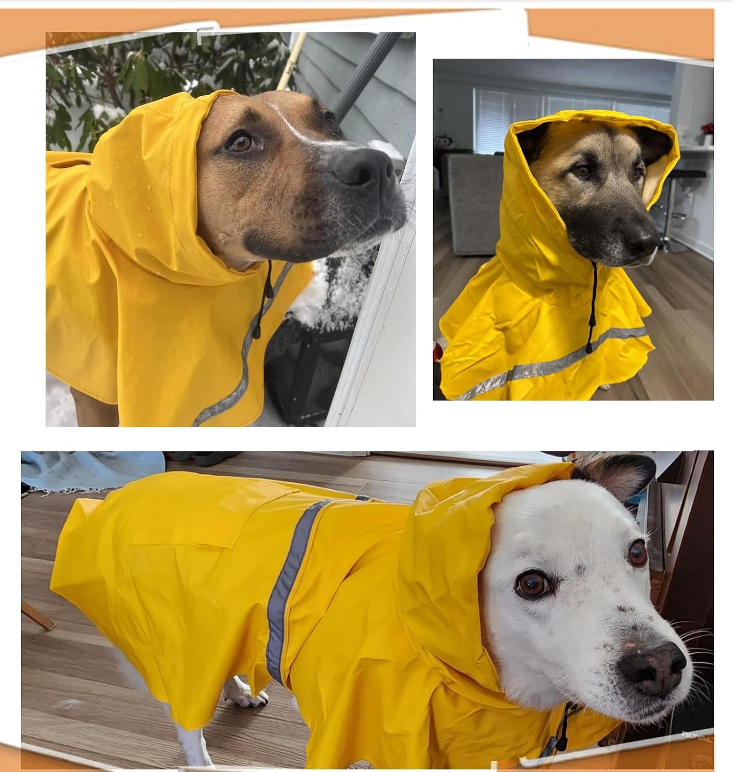 Dog Raincoats with Reflective Strip Hoodie,Poncho Jacket for Large Dogs Fit Golden Retriever Doodle (A1-Yellow, 24B (65-80 Lbs))