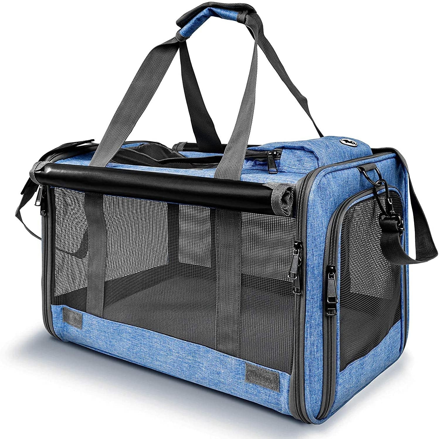 Small Dog Carrier for Puppy Yorkshire Softshell Car Transport Chihuahua Carry Cage 18-Inch Collapsible Doggie Vet Visit Crate Easy Load Roomy Pet Carrier Bag Kennel Dog Essentials Teal