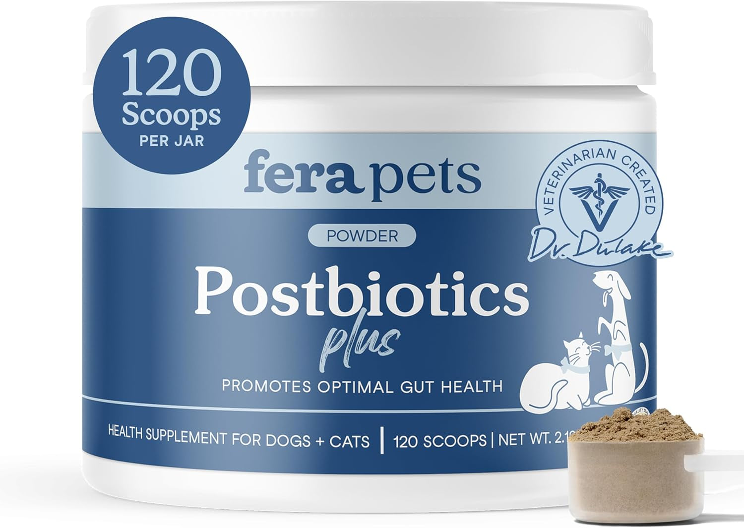 Organic Probiotics for Dogs & Cats with Prebiotics, 60 Scoops | USDA Organic Gut Health Powder Supplement with 12 Strains and 5 Billion Cfus for Immunity, Energy and Skin & Coat Health