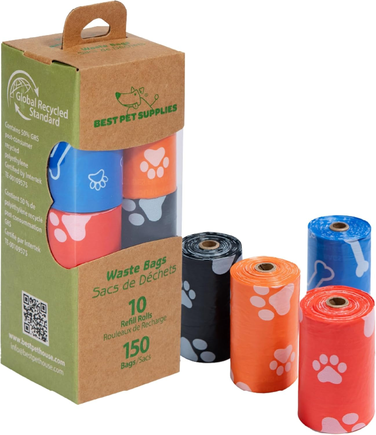 Dog Poop Bags for Waste Refuse Cleanup, Doggy Roll Replacements for Outdoor Puppy Walking and Travel, Leak Proof and Tear Resistant, Thick Plastic - Assorted, 150 Bags