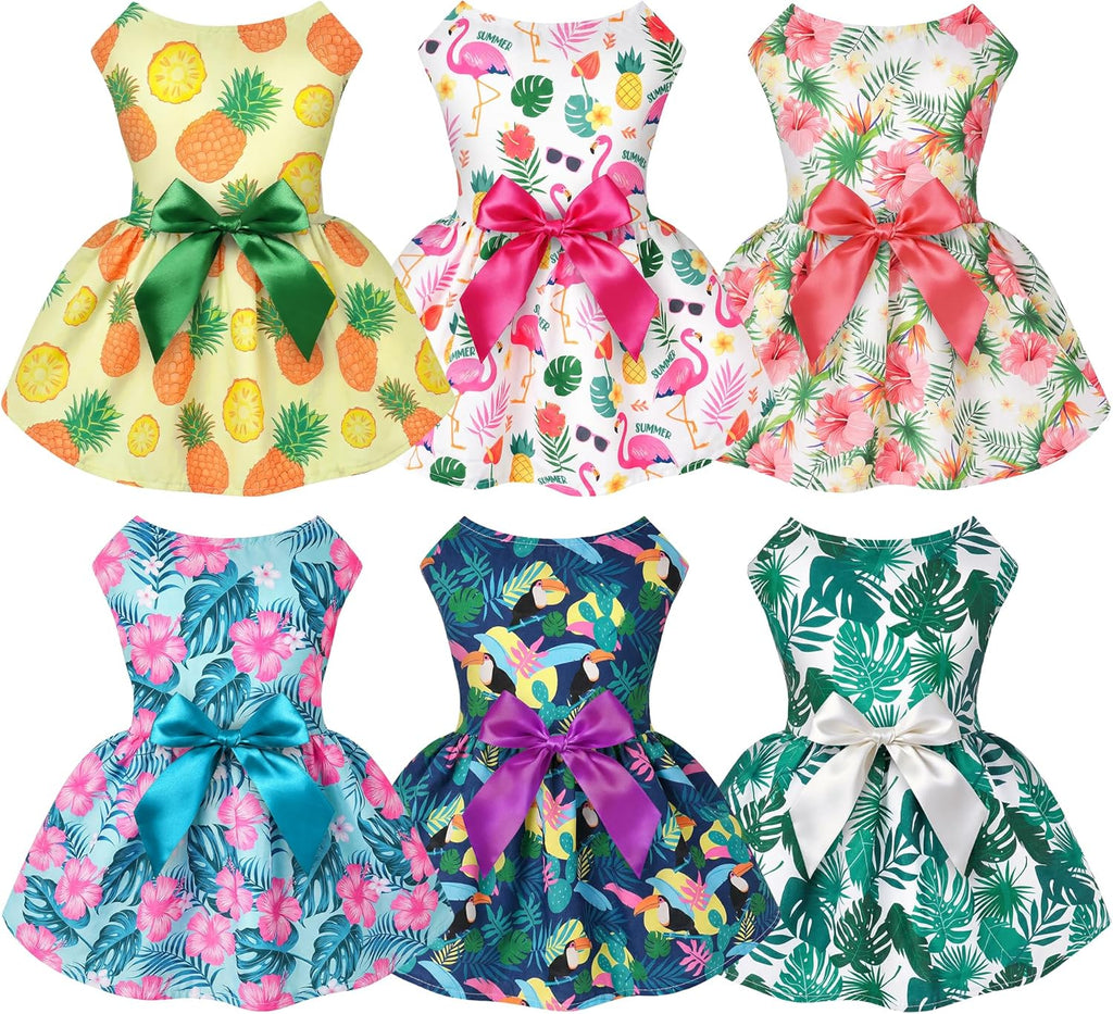 5 Pack Girl Dog Clothes Floral Summer Puppy Princess Bowknot Dog Dresses for Small Dogs Girl Clothes Cute Outfits for Boys Girls Pets Cats Dogs (X-Small, Floral Summer)