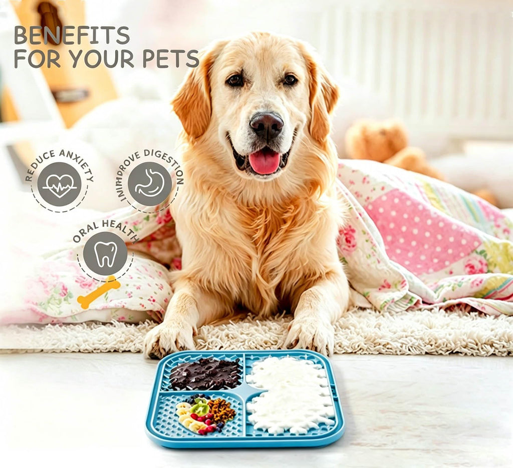 Licking Mat for Dogs & Cats with Suction Cups, 1 Pack Square Silicone Dog Slow Feeder Lick Pat for Anxiety Relief, Dog Toys to Keep Them Busy, Pets Bathing Training Grooming Mat 7.8 * 7.8 Inches