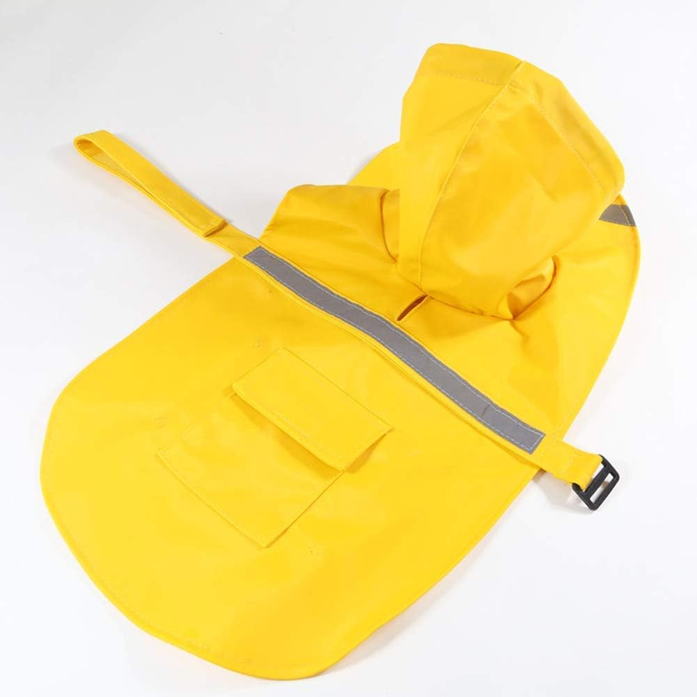 Dog Raincoats with Reflective Strip Hoodie,Poncho Jacket for Large Dogs Fit Golden Retriever Doodle (A1-Yellow, 24B (65-80 Lbs))