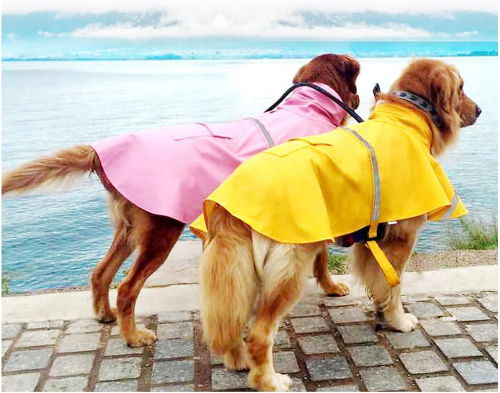 Dog Raincoats with Reflective Strip Hoodie,Poncho Jacket for Large Dogs Fit Golden Retriever Doodle (A1-Yellow, 24B (65-80 Lbs))